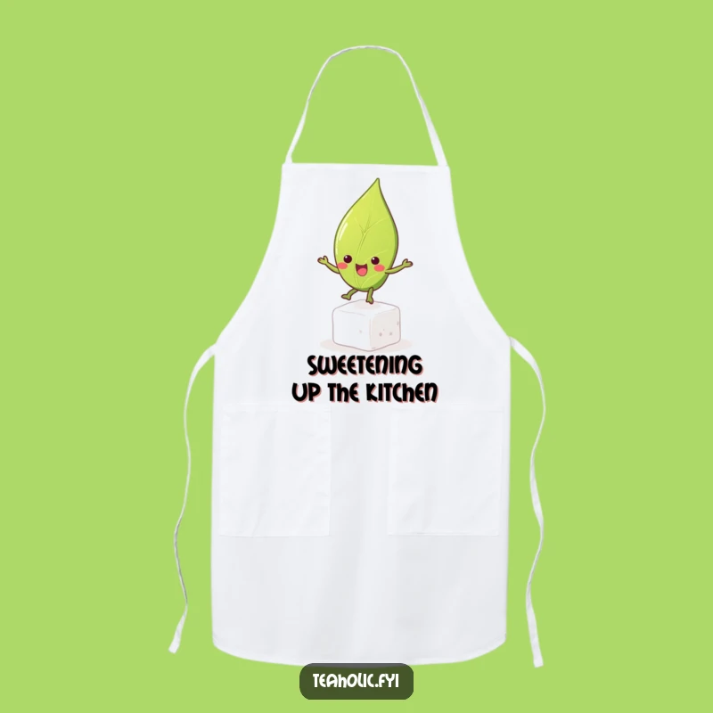 Funny Tea Leaf Bouncing Kitchen Apron, Cook with a Happy Brew