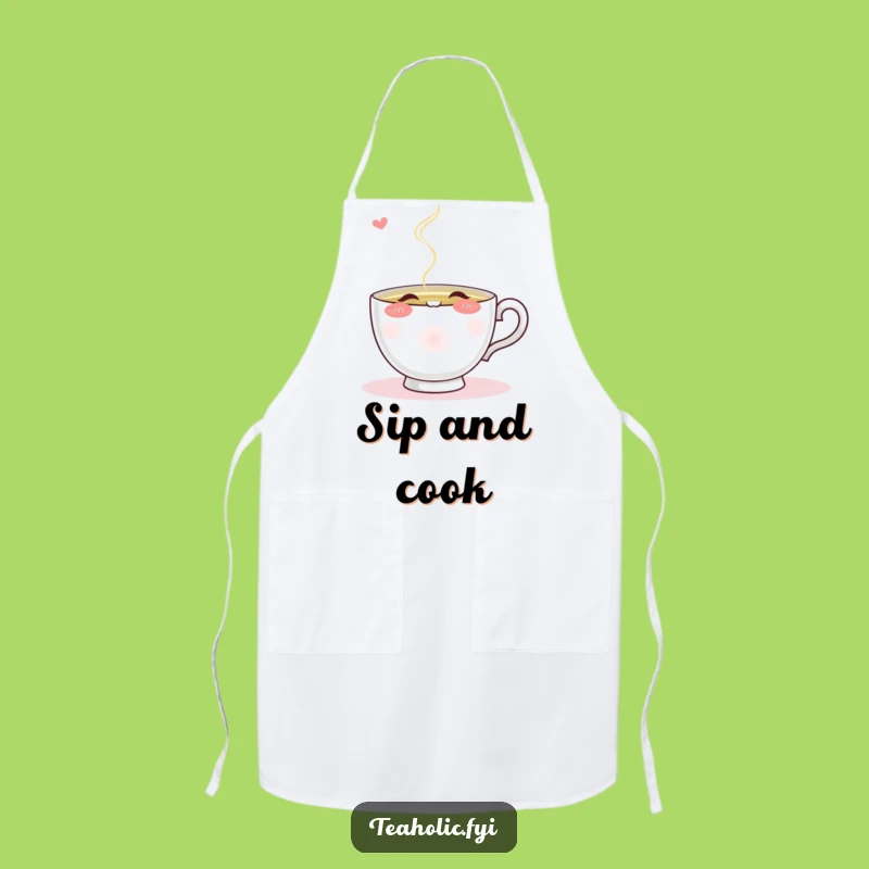 Funny Blushing Teacup Sip Apron: Brew Up Smiles in the Kitchen