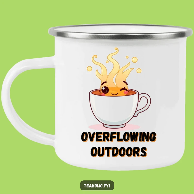 Funny Cheerful Tea Camping Mug: Warmth for Your Outdoor Adventures