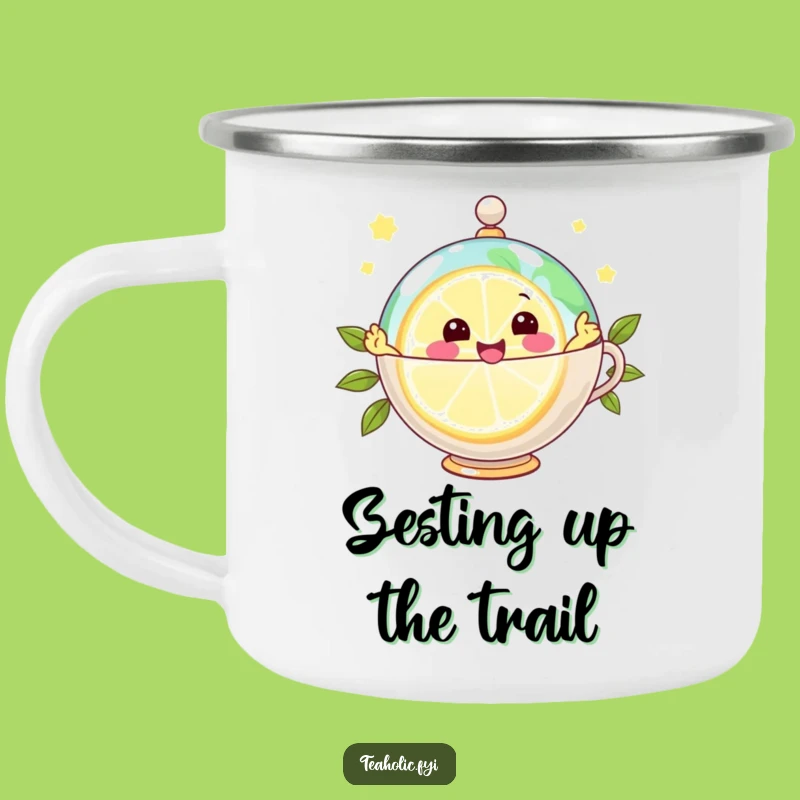 Funny Joyful Lemon Globe Camping Mug: Zesty Sips Outdoors