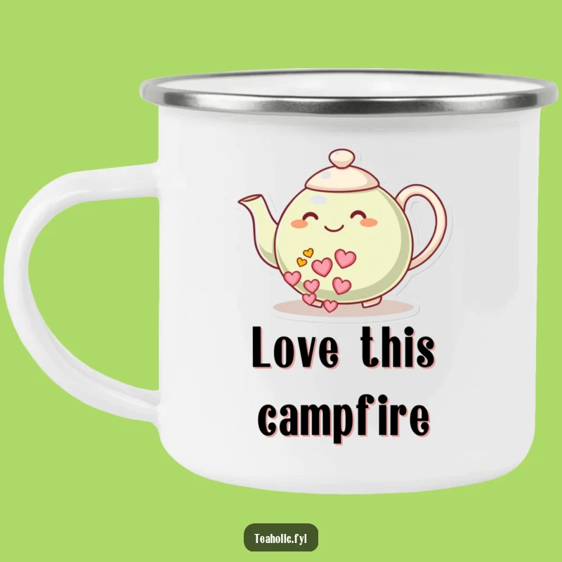 Funny Heart Tea Teapot Camping Mug - Warm Humorous Gift for Outdoors
