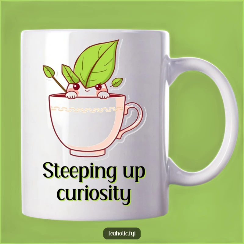 Funny Curious Tea Leaf Mug: A Peek into Your Morning Brew