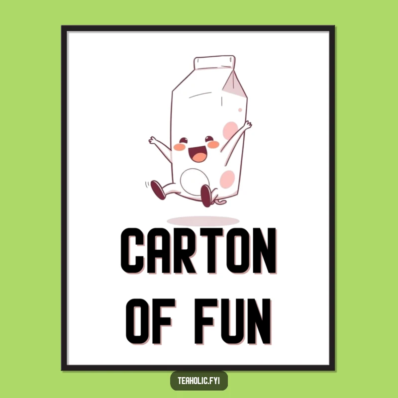 Funny Milk Carton Somersault Digital Art: Instant Cartoon Cheer for Your Walls