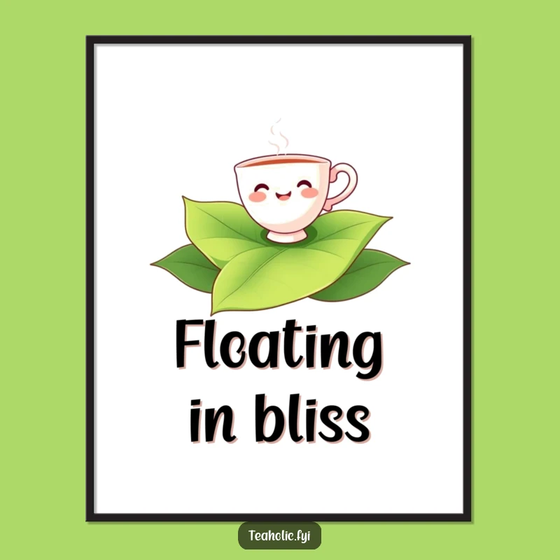 Funny Teacup Floating Tea Leaf Digital Art: Instant Hilarious Decor Gift