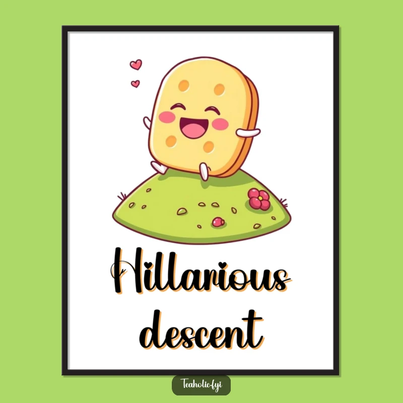 Funny Tea Biscuit Digital Art: Laughing Roll Design for Hilarious Wall Decor Gift