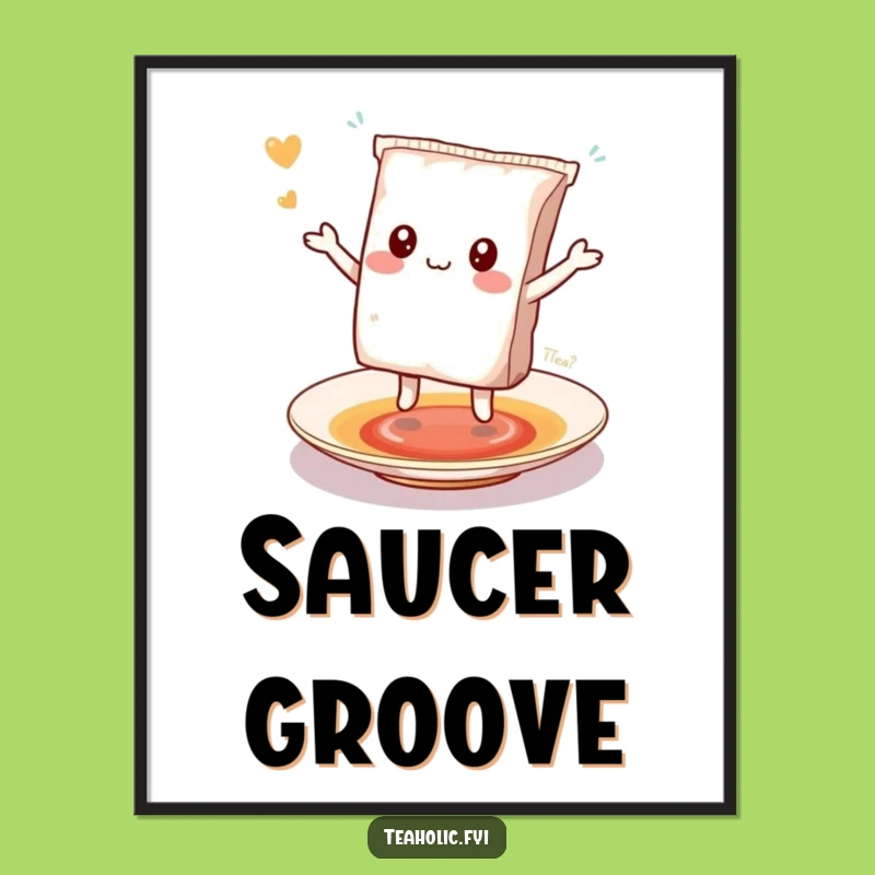 Funny Kawaii Tea Bag Dancing Digital Art: Instant Cute & Hilarious Decor