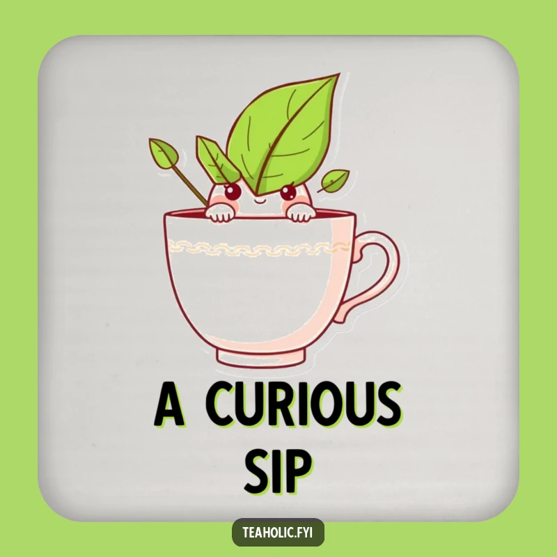 Funny Curious Tea Leaf Coaster: Protect Surfaces with Playful Charm