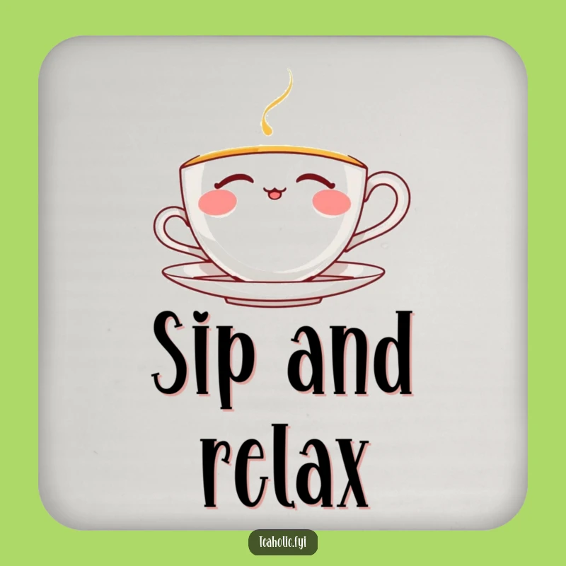Funny Thrilled Teacup Coaster: Protect Surfaces with Joyful Sips, Perfect Funny Gift