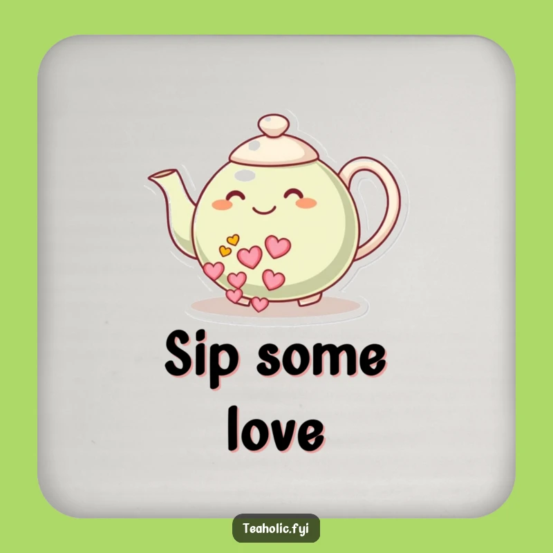 Funny Heart Tea Teapot Coaster - Small Humorous Gift for Tables