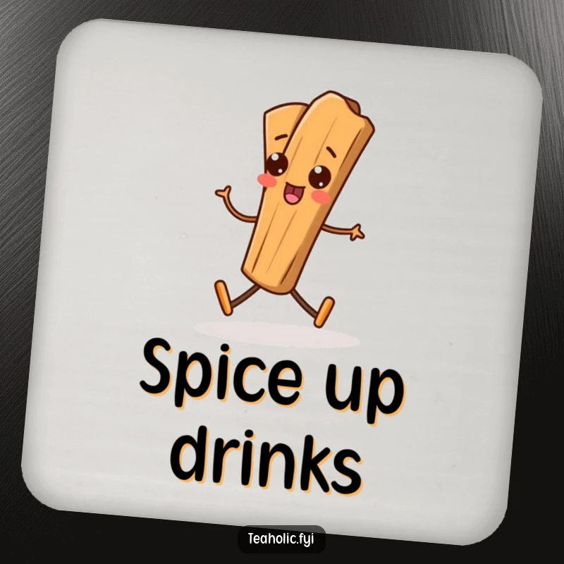Funny Cinnamon Stick Coasters featuring playful cinnamon stick characters marching, adding humor and spice to tables.