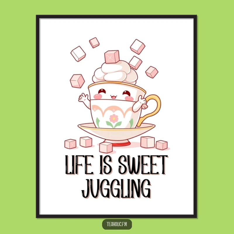 Funny Juggling Teacup Poster - Whimsical Wall Art for Sweet Decor!