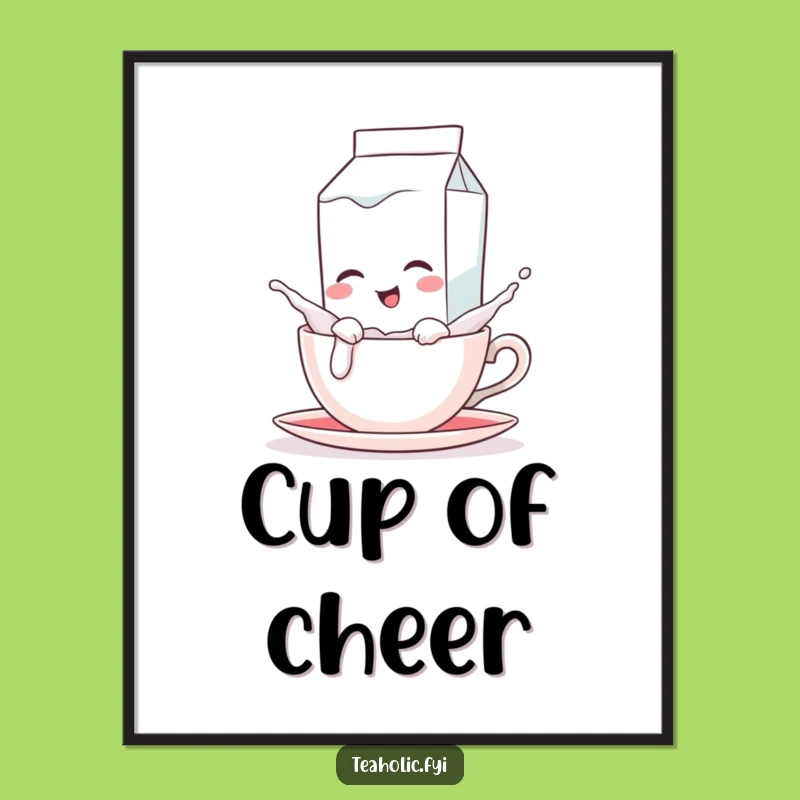 Funny Milk Carton Tea Dive Poster - Quirky Beverage Art, Perfect Wall Decor Gift