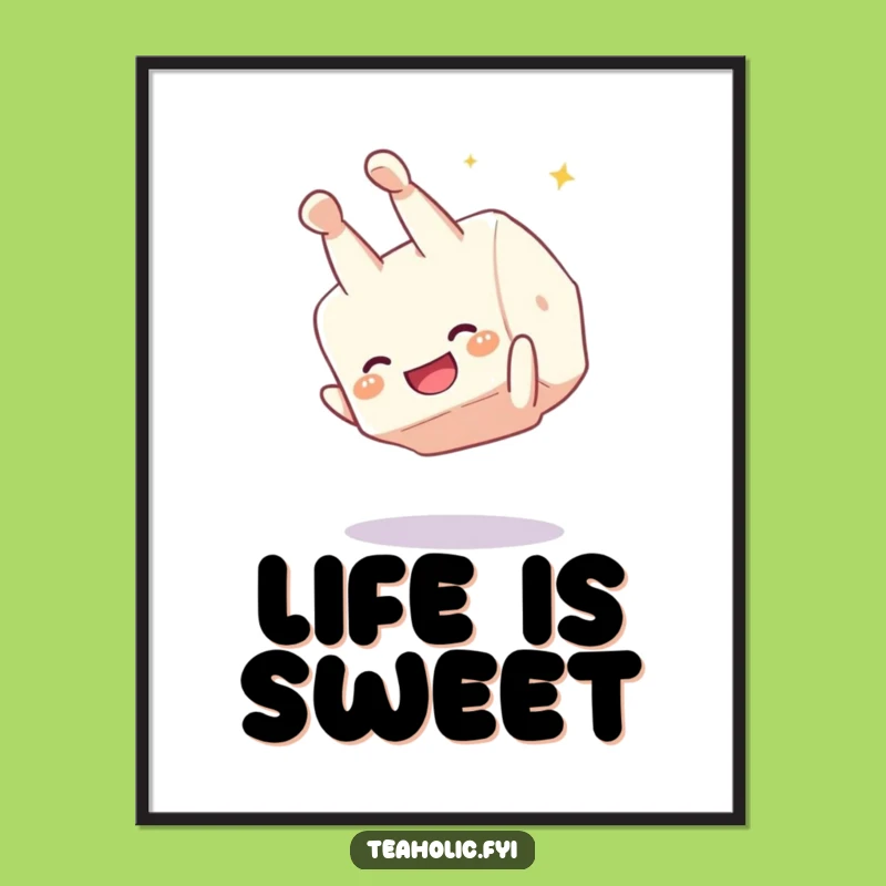 Funny Sugar Cube Somesault Poster - Joyful Giggling Character Art Print - Unique Funny Gift!