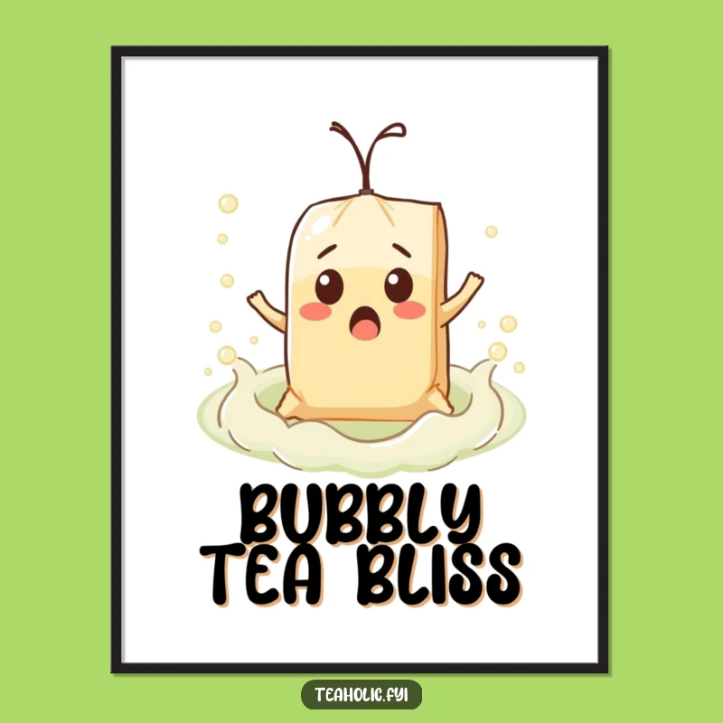 Funny Surprised Teabag Float Poster: Whimsical Wall Art for Tea Fans