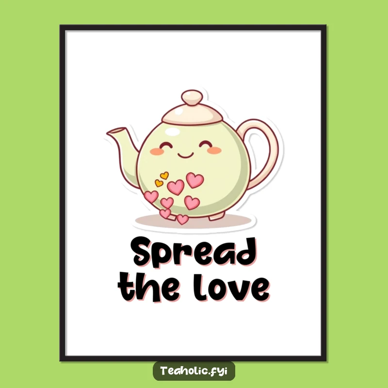 Funny Heart Tea Teapot Poster - Adorable Humorous Gift for Wall Art