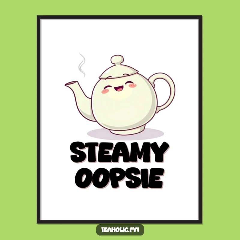 Funny Teapot Tripping Poster: Whimsical Steam Art, Great Funny Gift