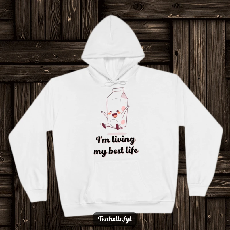 Funny Milk Carton Hoodie: A cheerful milk carton executes a delightful somersault, bringing warmth and humor to this cozy garment.