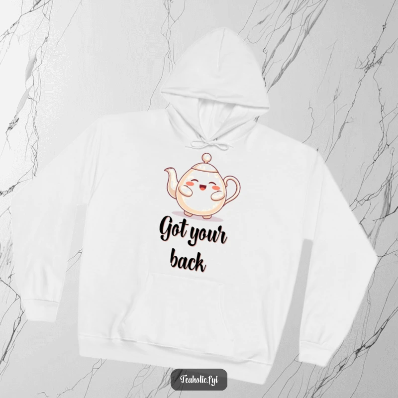 Funny hoodie with a welcoming teapot character offering a big, warm hug, perfect for cozying up and feeling loved.