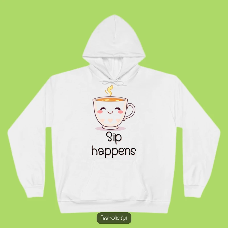 Funny Happy Teacup Wink Hoodie: Cozy Smiling Comfort Gift