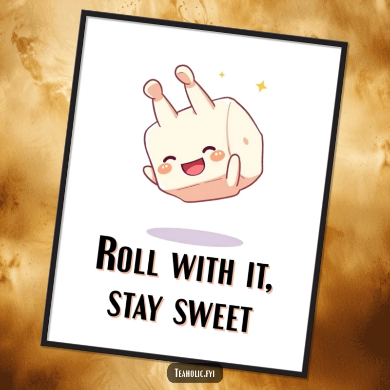 Funny Free Printable Wall Art: A giggling sugar cube character in mid-somersault, bringing playful energy and sweet humor to your space.