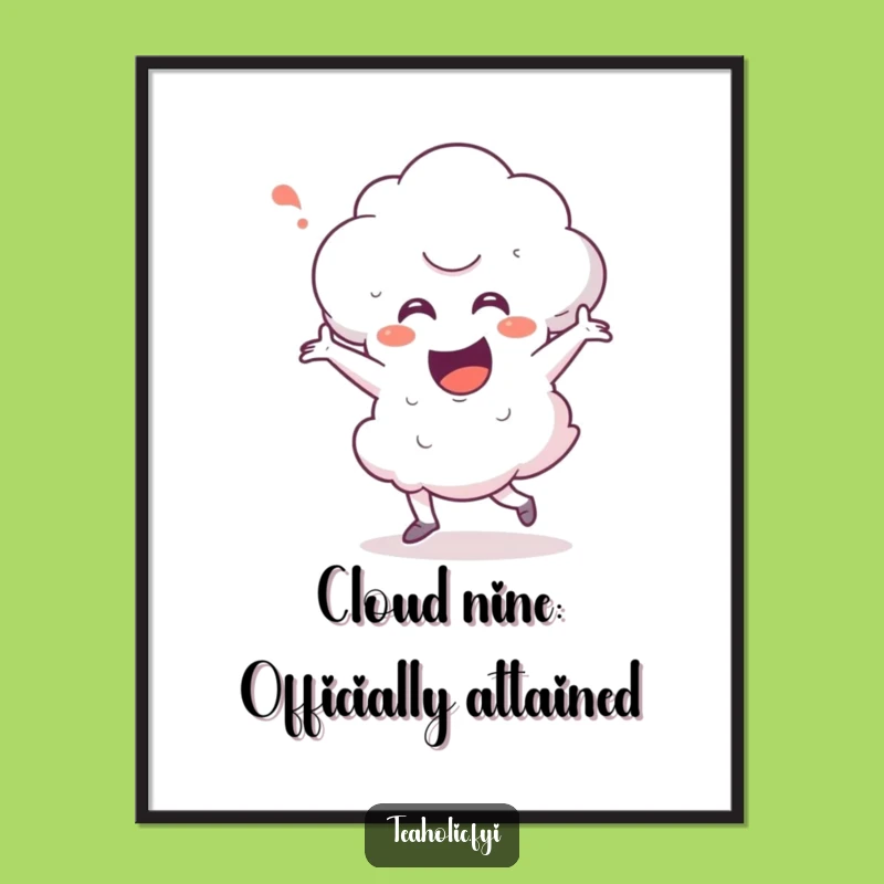 Funny Free Printable Wall Art: Dancing Steam Cloud - Humorous Downloadable Art