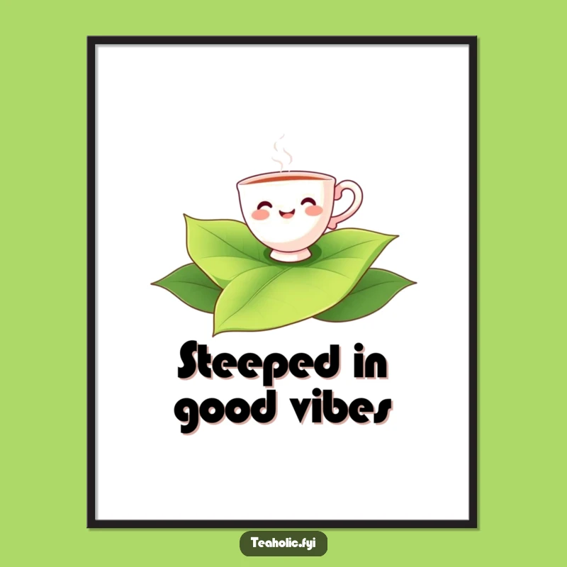 Funny Free Printable Wall Art: Teacup Floats on Tea Leaf, Hilarious Downloadable Decor!