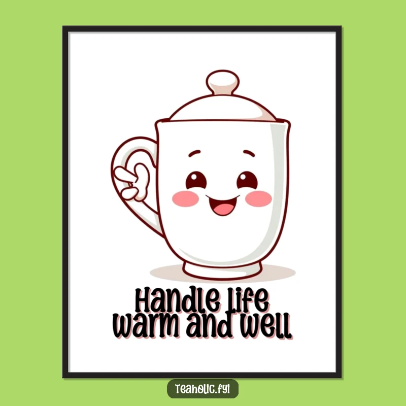 Funny Free Printable Wall Art: Waving Mug - Quirky Downloadable Decor
