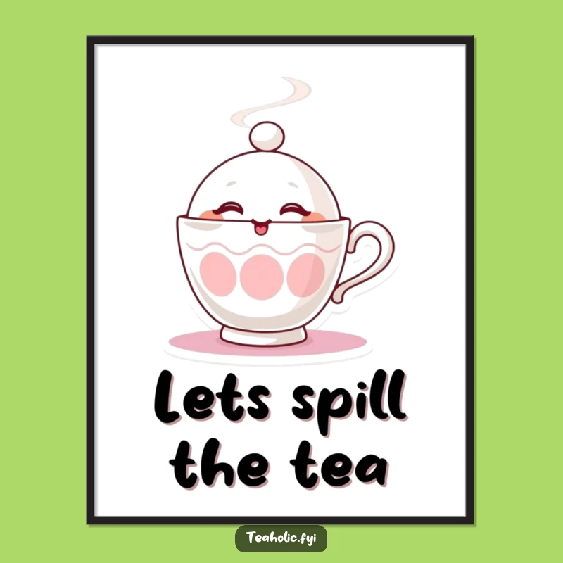 Funny Free Printable Wall Art: Playful Winking Teacup Steaming Art