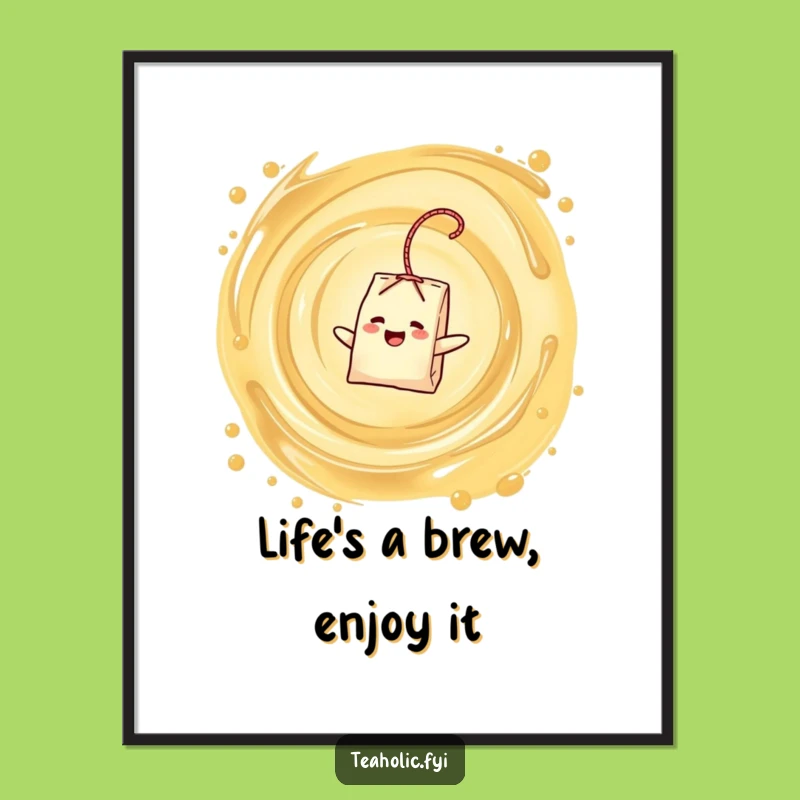 Funny Free Printable Wall Art: Delighted Tea Bag Vortex - Quirky Downloadable Decor