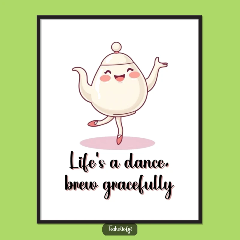Free Printable Ballet Teapot Art: Funny Downloadable Wall Decor for Kitchen or Cafe