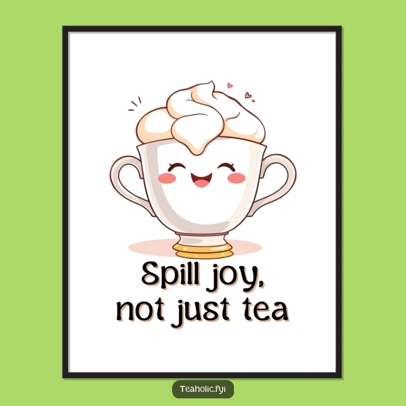 Funny Free Printable Wall Art: Spilling Teacup Character - Whimsical Downloadable Decor
