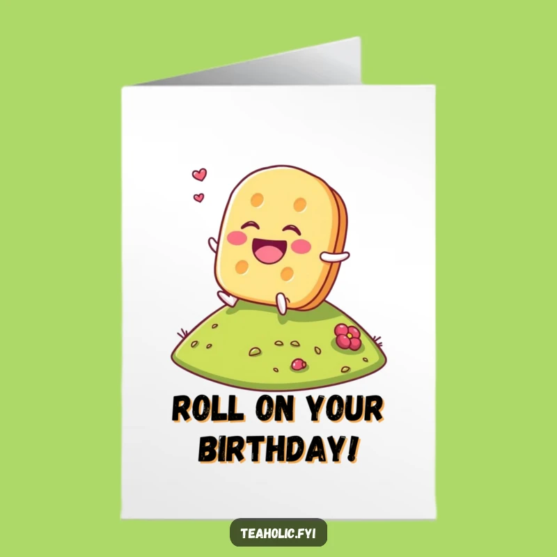 Free Printable Tea Biscuit Birthday Card: Rolling with Laughter Download