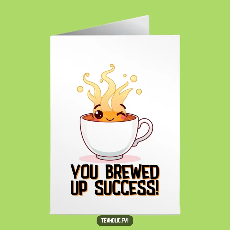 Free Printable Congrats Card: Overflowing Tea Cup Cheer Downloadable