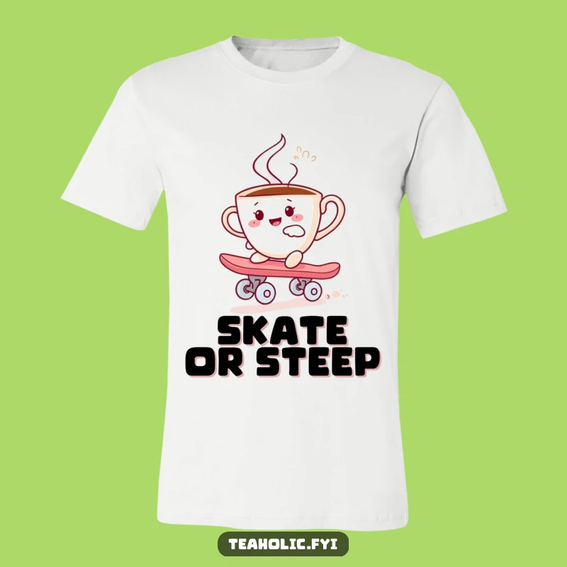Funny Teacup Skater T-Shirt: Energetic Spud Rider Design, Great Funny Gift