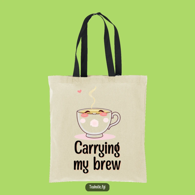 Funny Blushing Teacup Sip Tote: Carry Your Daily Brew Delight